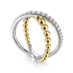 14K White & Yellow Gold Bujukan Diamond and Metal Criss Cross Ring - LR51628M45JJ-Gabriel & Co.-Renee Taylor Gallery