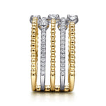 14K White & Yellow Gold Five Row Bujukan Ball and Diamond Station Ring - LR51662M45JJ-Gabriel & Co.-Renee Taylor Gallery