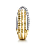 14K White & Yellow Gold Three Row Bujukan Ball and Diamond Band Ring - LR51720M45JJ-Gabriel & Co.-Renee Taylor Gallery