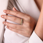 14K White & Yellow Gold Three Row Bujukan Ball and Diamond Band Ring - LR51720M45JJ-Gabriel & Co.-Renee Taylor Gallery