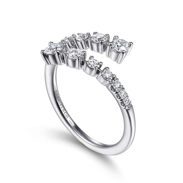 【LAVER】 5 LINK RING 14K White Gold Diamond Bypass Open Ring - LR51725W45JJ