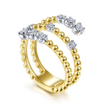 14K White & Yellow Gold Bujukan Ball and Diamond Open Bypass Wrap Ring - LR51746M45JJ-Gabriel & Co.-Renee Taylor Gallery