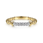 14K White & Yellow Gold Bujukan Beaded Band with Diamond Pavé Center Bar - LR51786M45JJ-Gabriel & Co.-Renee Taylor Gallery