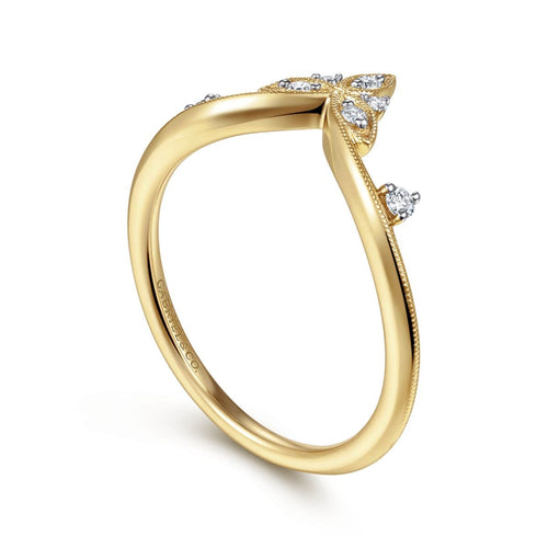 14K Yellow Gold Chevron Diamond Ring - LR51841Y45JJ-Gabriel & Co.-Renee Taylor Gallery