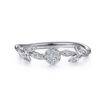 14K White Gold Floral Diamond Stackable Ring - LR51843W45JJ-Gabriel & Co.-Renee Taylor Gallery