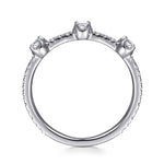 14K White Gold Diamond Station Stackable Ring - LR51907W45JJ-Gabriel & Co.-Renee Taylor Gallery