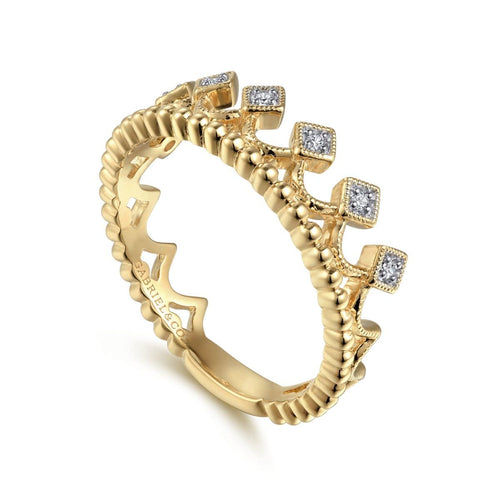 14K Yellow Gold Diamond Crown Ring - LR52156Y45JJ-Gabriel & Co.-Renee Taylor Gallery