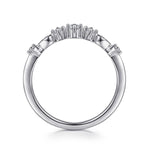 14K White Gold Single Prong Diamond Station Ring - LR52158W45JJ-Gabriel & Co.-Renee Taylor Gallery