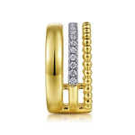 14K White & Yellow Gold Wide Band Diamond Bujukan Ring - LR52203M45JJ-Gabriel & Co.-Renee Taylor Gallery