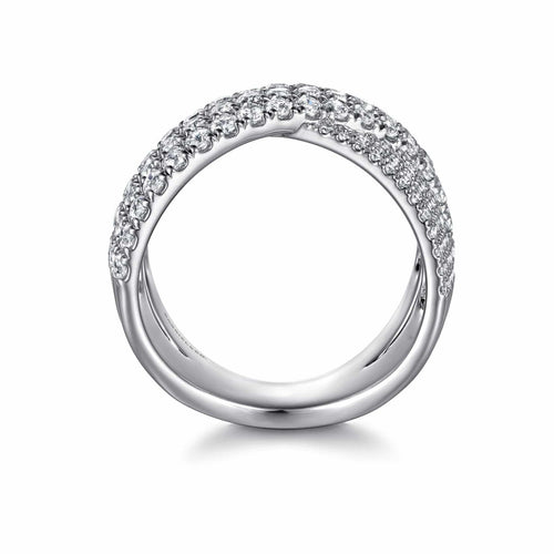 14K White Gold Diamond Ladies' Criss Cross Ring - LR52466W45JJ-Gabriel & Co.-Renee Taylor Gallery