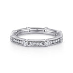 14K White Gold Diamond Station Stackable Ring - LR5688W45JJ-Gabriel & Co.-Renee Taylor Gallery
