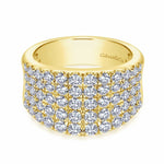 14K Yellow Gold Wide Band Pavé Diamond Ring - LR6365Y44JJ-Gabriel & Co.-Renee Taylor Gallery