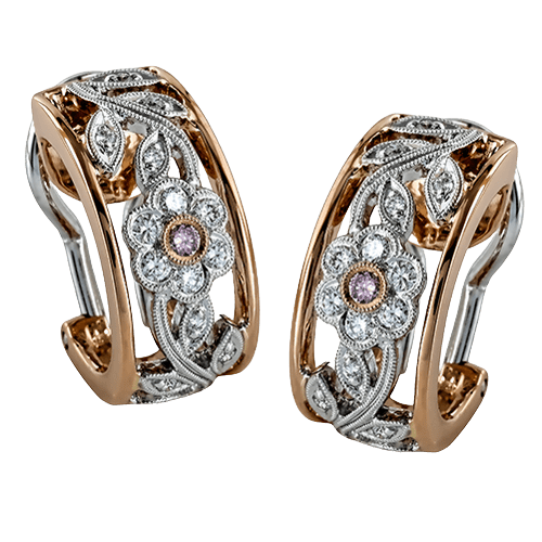 18k White & Rose Gold Diamond Trellis Earrings - ME1487-R-Simon G.-Renee Taylor Gallery
