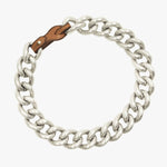 Barracus Leather Choker - Silver Plated, Camel Leather - N0087 MCA00-CXC-Renee Taylor Gallery