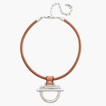 Sunrise Choker - Silver Plated, Camel Leather - N0128 MCA00-CXC-Renee Taylor Gallery