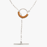 Origins Sliding Necklace - Silver Plated, Camel Leather - N0129 MCA00-CXC-Renee Taylor Gallery