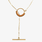 Origins Sliding Necklace - Gold Plated, Camel Leather - N0129 ORC00-CXC-Renee Taylor Gallery