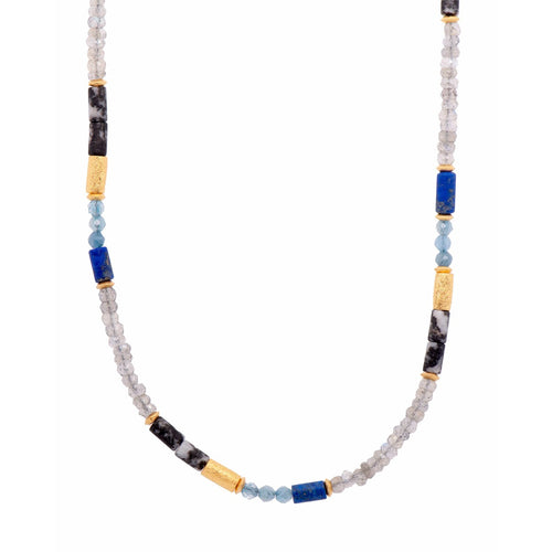 3mm Labradorite, Lapis, Aquamarine & Jasper 24K Gold Vermeil Necklace-Joyla-Renee Taylor Gallery