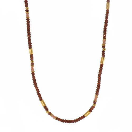 3mm Garnet & Moonstone 24K Gold Vermeil Necklace-Joyla-Renee Taylor Gallery