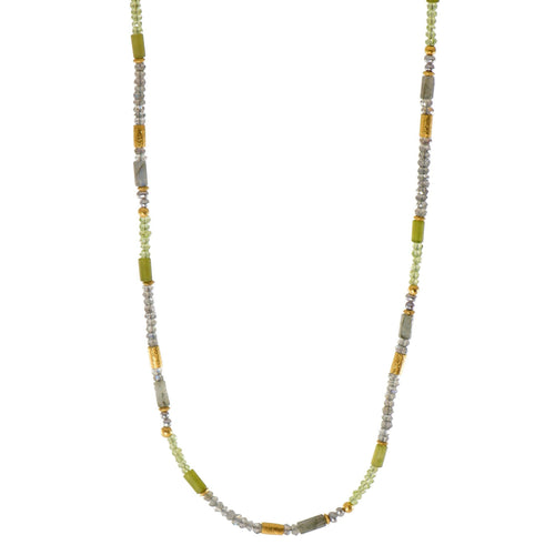 3mm Labradorite, Peridot & Prehnite 24K Gold Vermeil Necklace-Joyla-Renee Taylor Gallery
