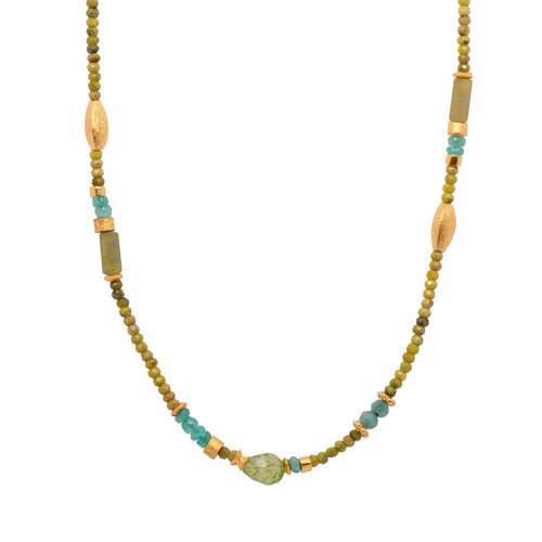 3mm Opalite, Peridot, Emer, Prehnite 24K Gold Vermeil Necklace-Joyla-Renee Taylor Gallery