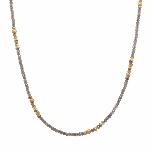 2mm, Labradorite, Grey Pearls 24K Gold Vermeil Necklace-Joyla-Renee Taylor Gallery
