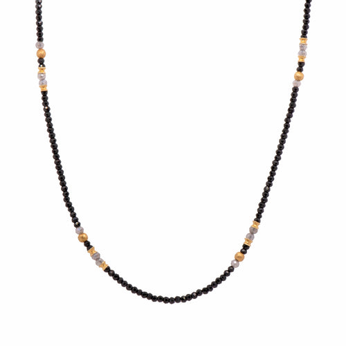 2mm Black Spinell & Labradorite 24K Gold Vermeil Necklace-Joyla-Renee Taylor Gallery