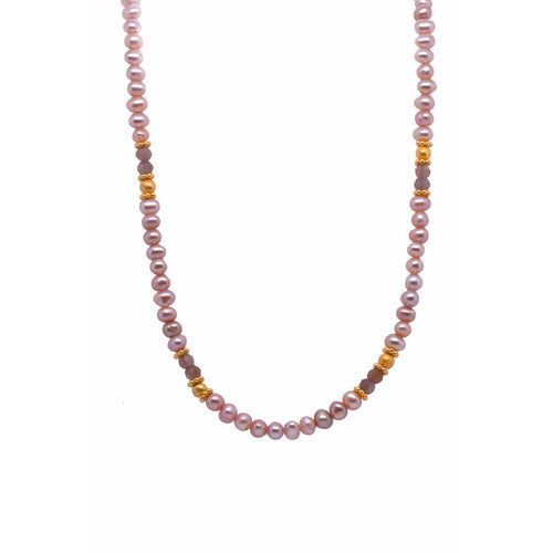3mm Pearl Natural, Mooonstone 24K Gold Vermeil Necklace-Joyla-Renee Taylor Gallery