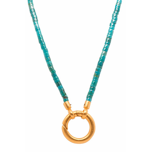 3mm Turquoise 17" With Ring Clasp 24K Gold Vermeil Necklace-Joyla-Renee Taylor Gallery