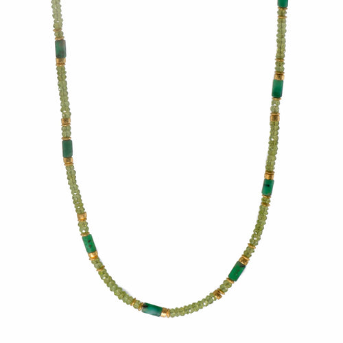 4mm Peridot & Emerald 24K Gold Vermeil Necklace-Joyla-Renee Taylor Gallery