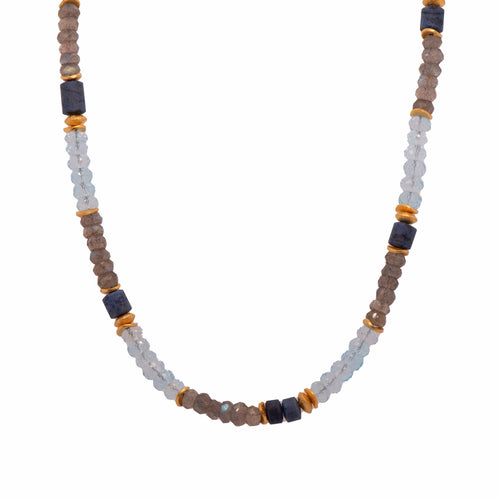 5mm, Labradorite, Blue Topaz, Dumortierite 24K Gold Vermeil Necklace-Joyla-Renee Taylor Gallery