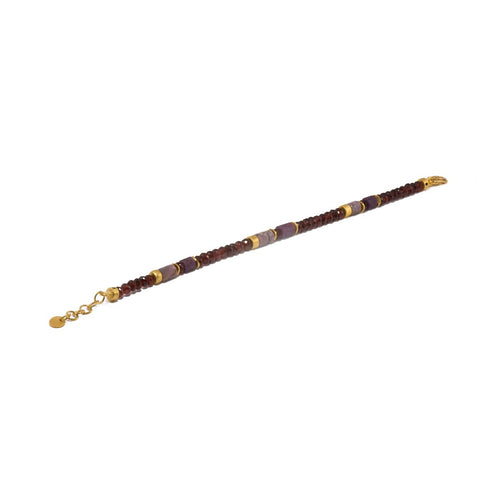 5mm Labradorite, Garnet Ruby 24K Gold Vermeil Bracelet-Joyla-Renee Taylor Gallery