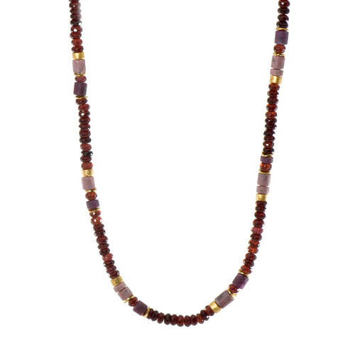 5mm Garnet, Ruby & Rhodonite 24K Gold Vermeil Necklace-Joyla-Renee Taylor Gallery