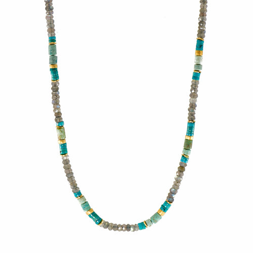 5mm Labradorite, Turquoise & Chrysocolla 24K Gold Vermeil Necklace-Joyla-Renee Taylor Gallery