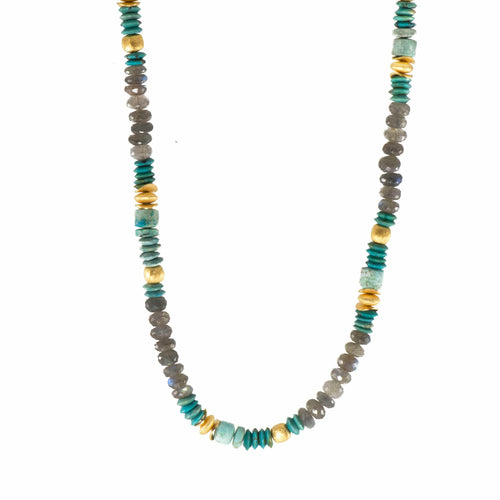 8mm Labradorite, Turquoise & Chrysocolla 24K Gold Vermeil Necklace-Joyla-Renee Taylor Gallery