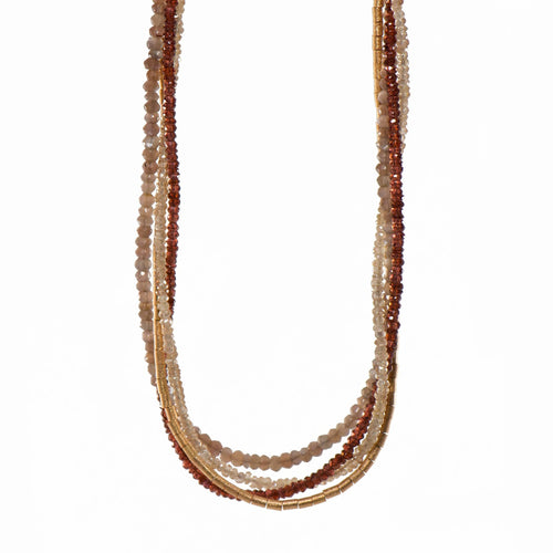 3mm Garnet, Labradorite, Zirkon 24K Gold Vermeil Necklace-Joyla-Renee Taylor Gallery