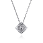 14K White Gold Diamond Square Pendant Necklace 18" - NK2075W45JJ-Gabriel & Co.-Renee Taylor Gallery