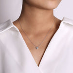 14K White Gold Diamond Square Pendant Necklace 18" - NK2075W45JJ-Gabriel & Co.-Renee Taylor Gallery