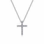 14K White Gold Diamond Cross Pendant Necklace 18" - NK2658W45JJ-Gabriel & Co.-Renee Taylor Gallery