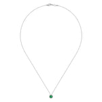 14K White Gold Emerald and Diamond Halo Pendant Necklace - NK2824W45EA-Gabriel & Co.-Renee Taylor Gallery