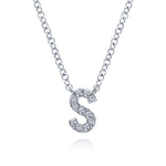 14K White Gold Diamond S Initial Pendant Necklace - NK4577S-W45JJ-Gabriel & Co.-Renee Taylor Gallery