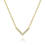 14K Yellow Gold V Shaped Diamond Bar Necklace - NK5423Y45JJ-Gabriel & Co.-Renee Taylor Gallery