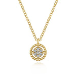 14K Yellow Gold Beaded Round Floating Diamond Pendant Necklace - NK5723Y45JJ-Gabriel & Co.-Renee Taylor Gallery