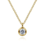 14K Yellow Gold Round White Sapphire Pendant Necklace - NK6472Y4JWS-Gabriel & Co.-Renee Taylor Gallery