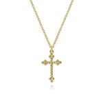 14K Yellow Gold Twisted Rope Cross Pendant Necklace - NK6492Y4JJJ-Gabriel & Co.-Renee Taylor Gallery