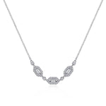 14K White Gold Baguette and Round Hexagonal Station Diamond Necklace - NK6646W44JJ-Gabriel & Co.-Renee Taylor Gallery