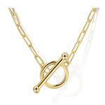 14K Yellow Gold Hollow Paperclip Chain Toggle Necklace - NK7036Y4JJJ-Gabriel & Co.-Renee Taylor Gallery