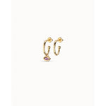 Gold Pick 1 Hoop Charm Earrings - PEN0700ORO0000U-UNO de 50-Renee Taylor Gallery