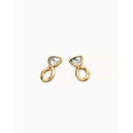 18k gold-plated earrings with triangular multicolored crystals - PEN0980MCLORO0U-UNO de 50-Renee Taylor Gallery