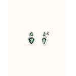 Sterling silver-plated earrings with two green crystals - PEN0982VRDMTL0U-UNO de 50-Renee Taylor Gallery
